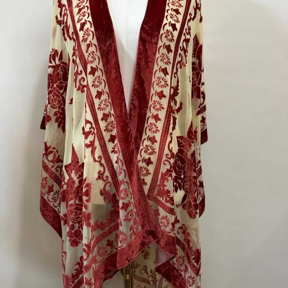 Nostalgia Burnout Velvet Floral Kimono Duster One Size Whimsigoth
